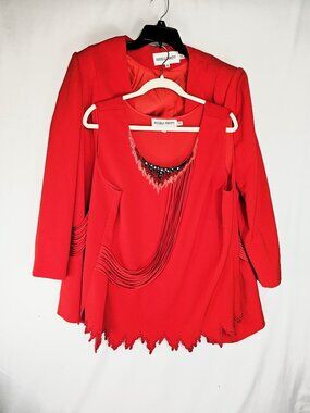 Classic Mariella Ferretti blouse with Jacket intricate beaded trim SZ 18